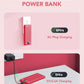 Portable Charger Built-in Cables and AC Wall Plug, VRURC USB C Power Bank 10000mAh, Travel Battery Portable Phone Charger Compact Lightweight External Battery Pack for SmartPhones,Tablets-Viva Magenta
