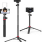 ULANZI MT-44 Extendable Phone Tripod, 59" Selfie Stick Vlog Stand with 2 in 1 Phone Clip, 360° Ball Head Camera Tripod for iPhone Sony DJI Osmo Nano Action Camera, Lightweight for Travel
