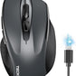 TECKNET Wireless Mouse (BT5.0/3.0 & 2.4G) Rechargeable 4800 DPI Silent USB A & Bluetooth Mouse 6 Buttons, Wide Compatibility - Grey