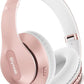Glynzak Wireless Bluetooth Headphones Over Ear 65H Playtime HiFi Stereo Headset with Microphone and 6EQ Modes Foldable Bluetooth V5.3 Headphones for Travel Smartphone Computer Laptop Rose Gold