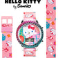 Accutime Sanrio Hello Kitty Girls' Digital LCD Quartz Watch with Pink Strap and Colorful Bezel - Fun LED Light Show - Easy to Read Time for Kids - Fits Wrist 5.5"-8"