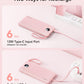 VRURC Portable Charger Power Bank, Built-in 4 Cables & 2 Ports,10000mAh Slim Battery Pack with LED Display, Travel Essential USB C Portable Phone Charger for All Cell Phones Devices-Pink(1 Pack)