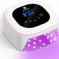 Cordless UV LED Nail Lamp, 80W Rechargeable Nail Dryer with 4 Timers, Atmosphere Light & Mirror Base, UV Light for All Gel Nails, Ideal for Training,Nail Art Practice,Home & Salon Use (White)