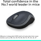 Logitech M185 Wireless Mouse, 2.4GHz with USB Mini Receiver, 12-Month Battery Life, 1000 DPI Optical Tracking, Ambidextrous PC/Mac/Laptop - Swift Grey