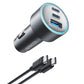 Anker USB-C Car Charger, iPhone 17 Car Charger, 67W 3-Port Compact Fast Charger, 535 Car Adapter with PIQ 3.0 for iPhone 17/16/15/14 Series, Galaxy S25/24/23, MacBook, iPad, and More (Cable Included)