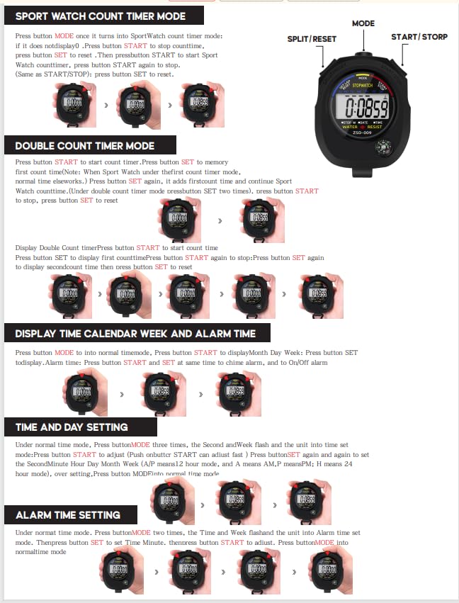 Pgzsy 2 Pack Multi-Function Electronic Digital Sport Stopwatch Timer, Large Display with Date Time and Alarm Function,Suitable for Sports Coaches Fitness Coaches and Referees,Pgzsy
