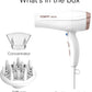 Conair Double Ceramic Ionic Hair Dryer, 1875W Blow Dryer with Diffuser & Concentrator (White)