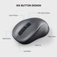 WisFox 2.4G Wireless Mouse for Laptop, Ergonomic Computer Mouse with USB Receiver and 3 Adjustable Levels, 6 Button Wireless Mice for Windows Mac PC Notebook (Grey)