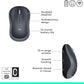 Logitech M185 Wireless Mouse, 2.4GHz with USB Mini Receiver, 12-Month Battery Life, 1000 DPI Optical Tracking, Ambidextrous PC/Mac/Laptop - Swift Grey