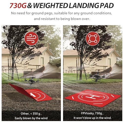 FPVtosky Nighttime Reflective Drone Landing Pad, Fast-fold Double Sided Waterproof Landig Pad Weighted for DJI Mini 5 Pro/ 4/3 Pro/Mini 4k / Mavic 4 / Air 3s/ Avata 2/ Neo/Flip(25 in)