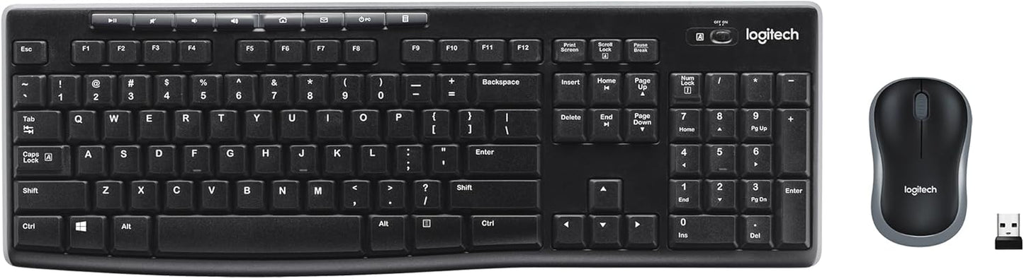 Logitech MK270 Wireless Keyboard and Mouse Combo for Windows, 2.4 GHz, 8 Multimedia Keys, PC, Laptop, Wireless Keyboard Compact Mouse Combo - Black Visit the Logitech Store