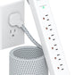 Extension Cord 10 ft - Long Power Strip Surge Protector, 6 AC Outlet 4 USB (2 USB C), Flat Plug, Wall Mount, Multi Plug Outlet Extender Desk Charging Station for Home Office Dorm Room Essentials