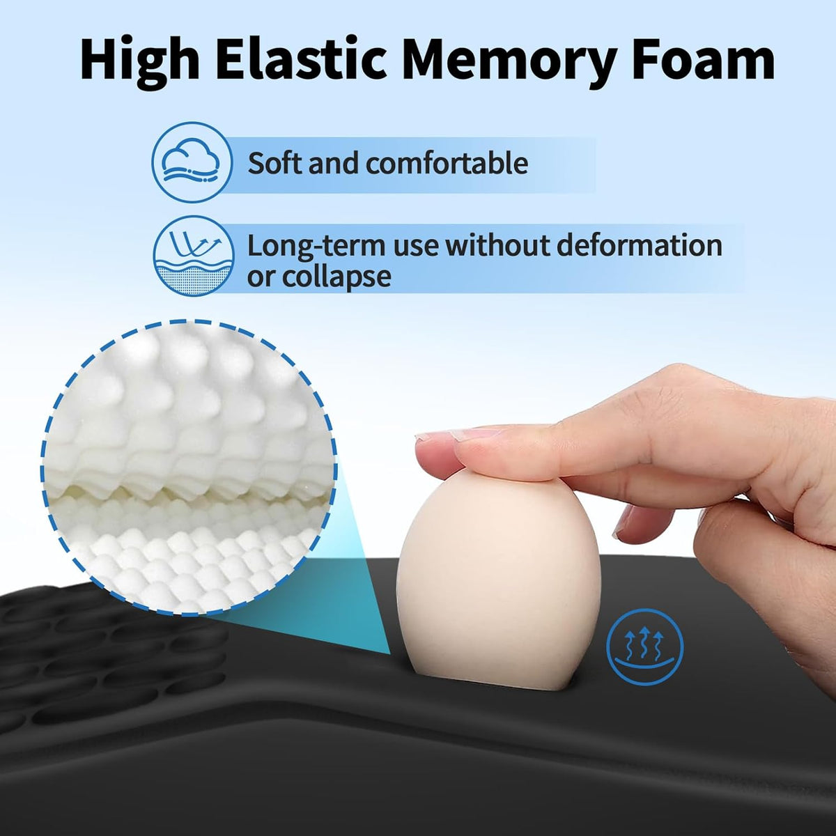 YIWEI Ergonomic Mouse Pad with Wrist Support - Gel Memory Foam Mouse Mat for Computer Keyboard & Laptop - Non-Slip Base, Pain Relief for Home Office & Gaming - Black