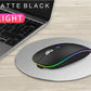 TENMOS Wireless Bluetooth Mouse, LED Slim (Bluetooth 5.1/5.0 + USB) 2.4GHz Rechargeable Silent Bluetooth Wireless Mouse with Type C Adapter for Laptop/MacBook/iPad OS 13 and Above (Matte Black)