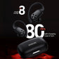 PocBuds Bluetooth Headphones Wireless Earbuds 80hrs Playtime Wireless Charging Case Digital Display Sports Ear Buds with Earhook Deep Bass IPX7 Waterproof Over-Ear Earphones for TV Phone Laptop Black