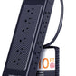 Surge Protector Power Strip/Heavy Duty 10ft Extension Cord with Multiple outlets/High Joules Protection (4800J)/18AC/1875W/15A/Usb A+C(PD20W),Flat Plug,Commercial,Industrial,Office,Home,Black