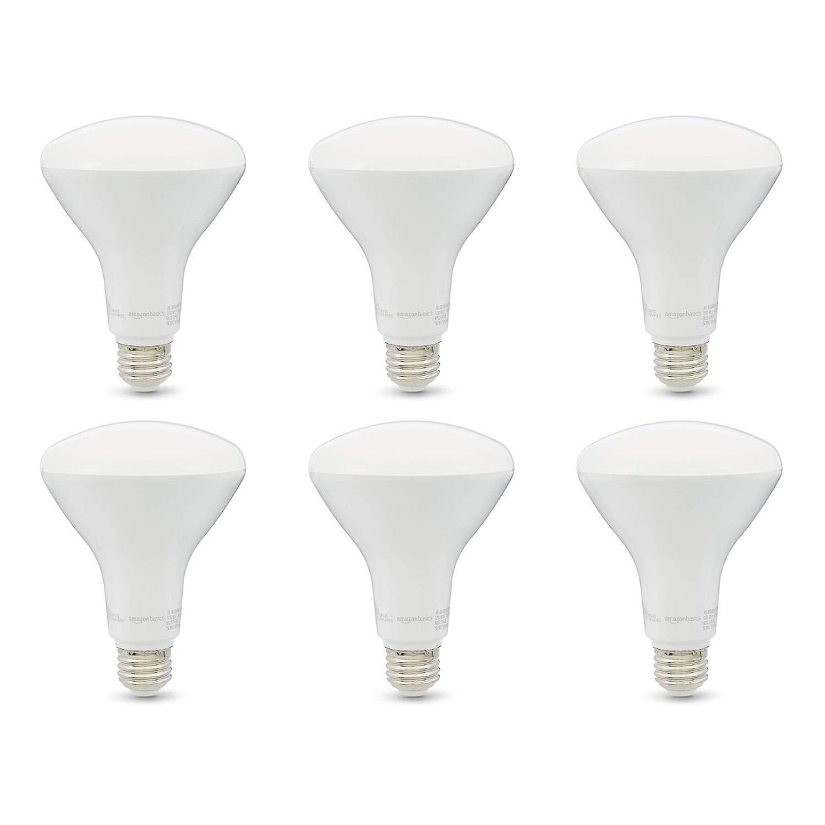 Basics BR30 LED Light Bulbs, 65W Equivalent, 11W Energy Efficient, E26 Standard Base, Soft White 2700K, Dimmable, 10,000 Hour Lifetime, 6-Pack