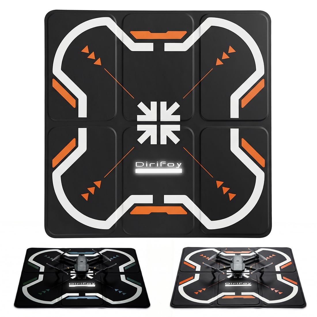 Drone Landing Pad 17" Foldable | High Visibility Weighted Non-Slip Waterproof Double Sided Drone Pad with Portable Design for DJI Mini Air and Mavic FPV