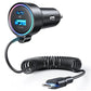 USB C 90W Car Charger for iPhone 17/16 Pro Max, PD & QC3.0 w/5 ft 45W Type Coiled Cable, Fast Car Phone Charger Adapter for iPhone 17Air/15 Pro, Samsung Galaxy S26/S25/S24, Pixel 10/LG/Android, iPad