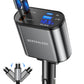 BERTHALESS Retractable Car Charger, 4 in 1 Fast Charging Car Charger with USB-C & USB-A, Compatible with iPhone 17/16/15/14/13/12/11,Galaxy,Pixel,Car Accessories Gifts for Fathers Day,Husband,Men,Dad