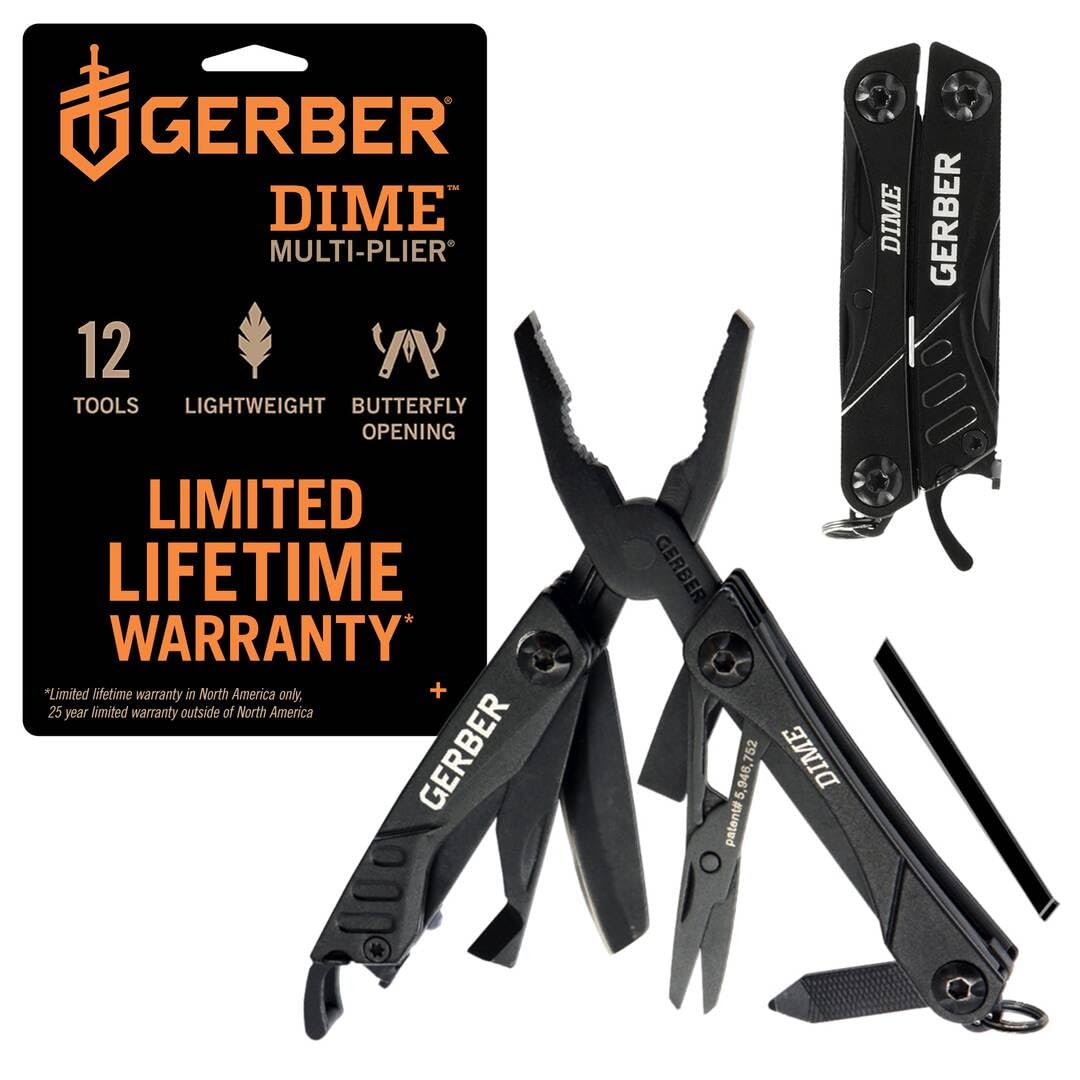 Gerber Dime 12-in-1 Mini Multitool Pliers, Pocket Knife,Bottle Opener,Black
