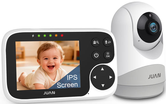 JUAN Baby Monitor with Camera and Audio, No WiFi 100% Private, 3500mAh Long Battery, 1000ft Range Connection, Remote Pan-Tilt-Zoom, Crystal Night Vision, 2-Way Talk for Newborn Infant