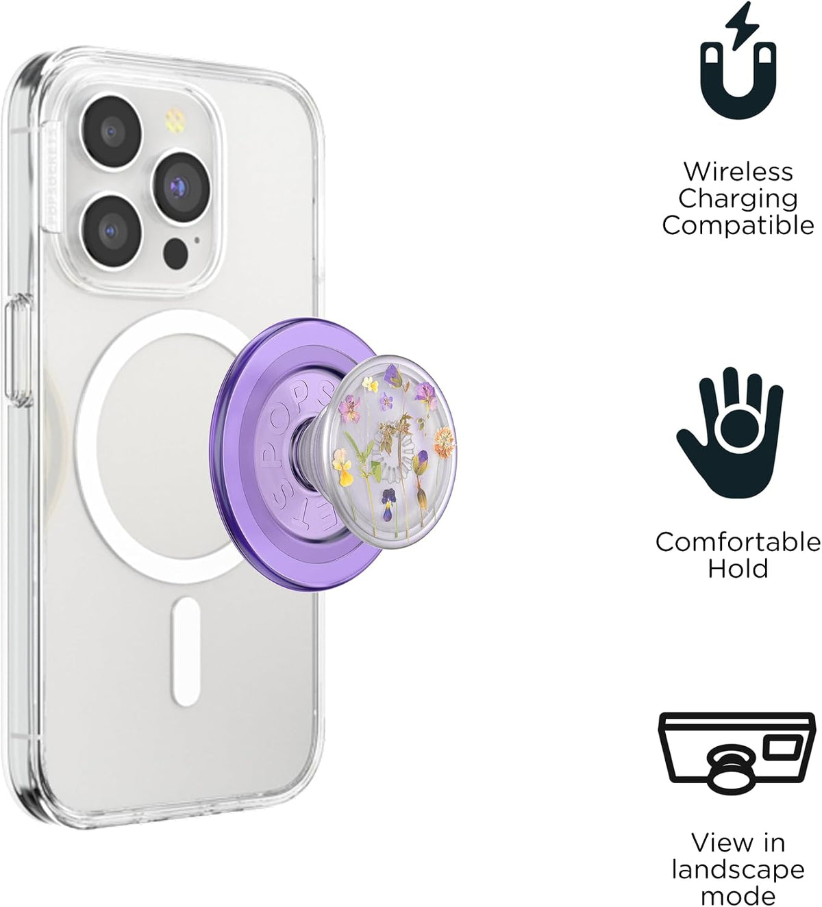 PopSockets Phone Grip with Expanding Kickstand, Adhesive Grip, Cute PopSockets - Purple Fields