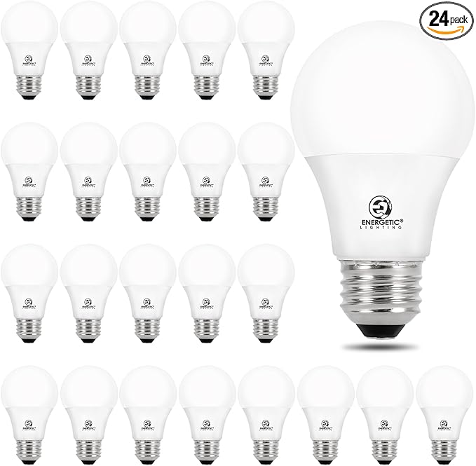 Energetic 24-Pack A19 LED Light Bulb, 60 Watt Equivalent, Daylight 5000K, E26 Medium Base, Non-Dimmable LED Light Bulb, ETL Listed