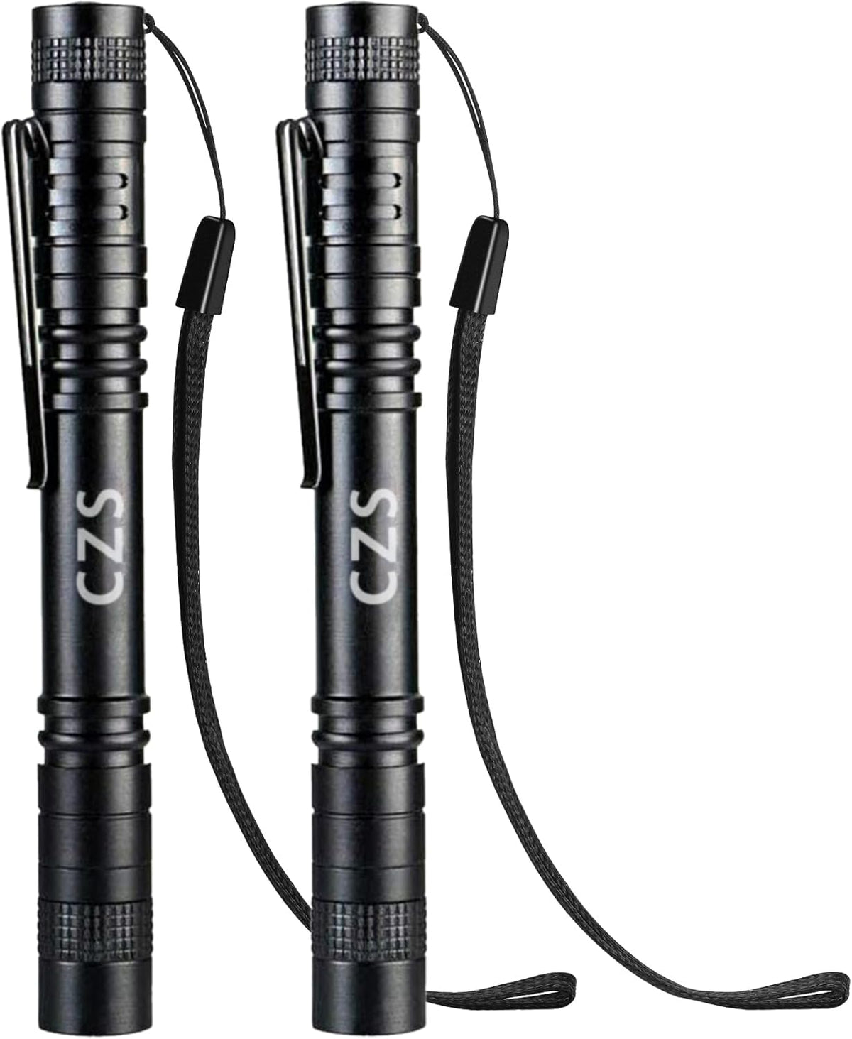 CZS Flashlight, 2 Pack Pen Light, Small Flashlights High Lumens, Battery-Powered LED Flashlight by 2AAA Battery, Waterproof Pocket Flashlights for Work, Emergency (Battery Not Included)