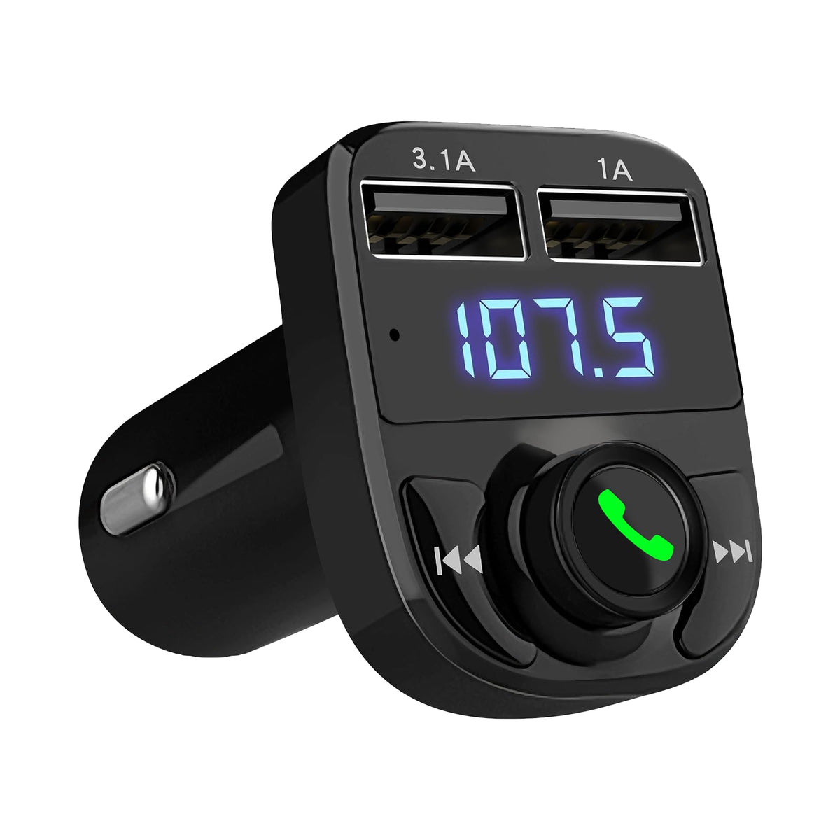 LIHAN Handsfree Calling Car Charger,Wireless Bluetooth 5.3 FM Transmitter Radio Receiver,MP3 Audio Music Adapter,Dual USB Ports,Compatible for iPhone Samsung Smartphones,Spotify & GPS Navigation