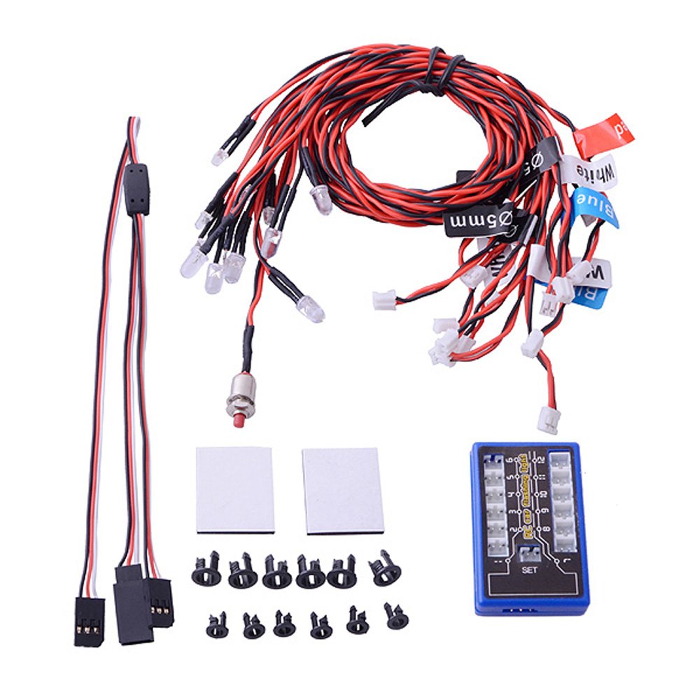 Globact Rc Car Headlights Taillight Rc Truck Led Lights Flashing Light Lamp 12 LED 5 Operation Modes for 1/10 Rc Trucks, Crawler, Off-Road, Sport Racing