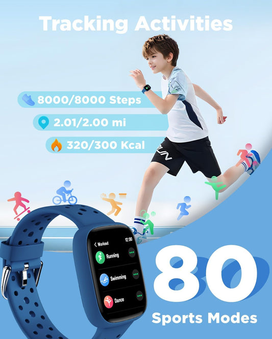 Bigger five kids smartwatch no app needed fitness tracker blue
