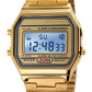 PASOY Men's Digital Gold Stainless Steel Watch Backlit Multifunction Stopwatch Waterproof Sport Watches