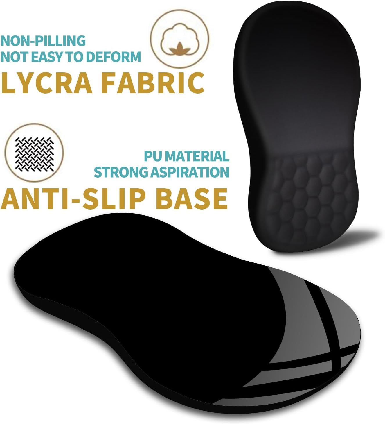 Hokafenle Ergonomic Mouse Pad with Wrist Support & Massage Design – Memory Foam Gel, Non-Slip PU Base, Smooth Surface for Office & Gaming (12×8 in, Black)