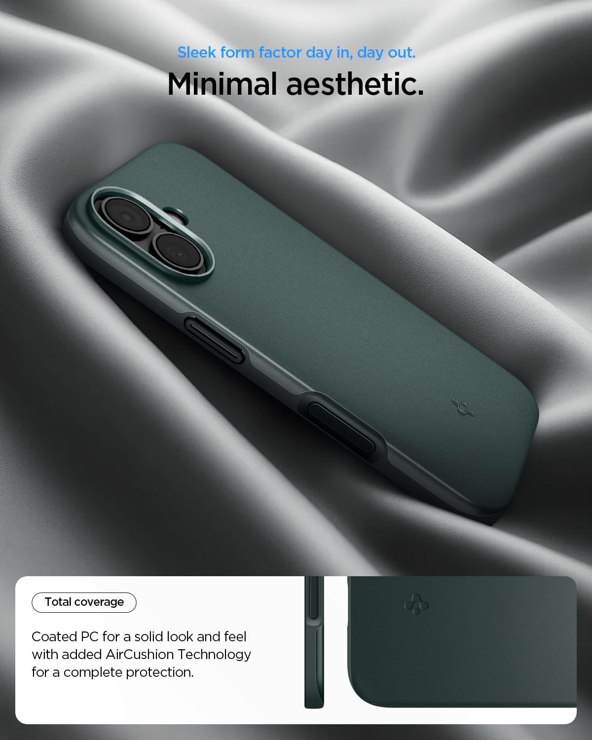 Spigen for iPhone 17 Case, Thin Fit MagFit [TPU Covered Camera Control] [Compatible with MagSafe] - Abyss Green