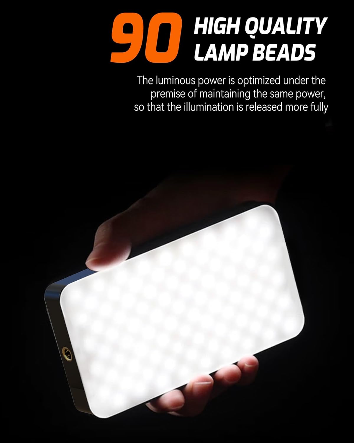 Portable Selfie Light for iPhone: 90 LED Rechargeable Phone Fill Lights, Ring Light for Camera Picture, Makeup Photo, Video Conferences, Laptop Use, Zoom Meetings, TikTok, Vlog Photography
