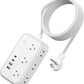 Extension Cord 15 ft, Power Strip with 6 Outlets 4 USB Charger(2 USB C Port), Flat Plug Outlet Extender Long Cord, Protection for Indoor, Home, Office Supplies, Dorm Room Essentials