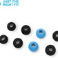 JLab Cloud Foam Mnemonic Earbud Tips, 4 Pairs of Custom Fit Universal Tips, Memory Cloud Foam, Black/Blue