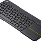 Logitech K400 Plus Wireless Touch TV Keyboard with Easy Media Control and Built-in Touchpad, HTPC Keyboard for PC-Connected TV, Windows, Android, ChromeOS, Laptop, Tablet - Black