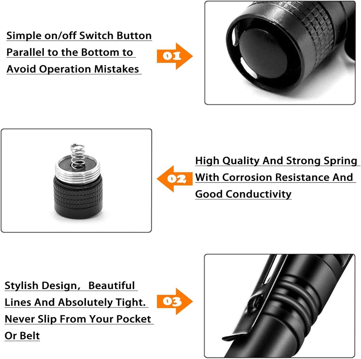 CZS Flashlight, 2 Pack Pen Light, Small Flashlights High Lumens, Battery-Powered LED Flashlight by 2AAA Battery, Waterproof Pocket Flashlights for Work, Emergency (Battery Not Included)