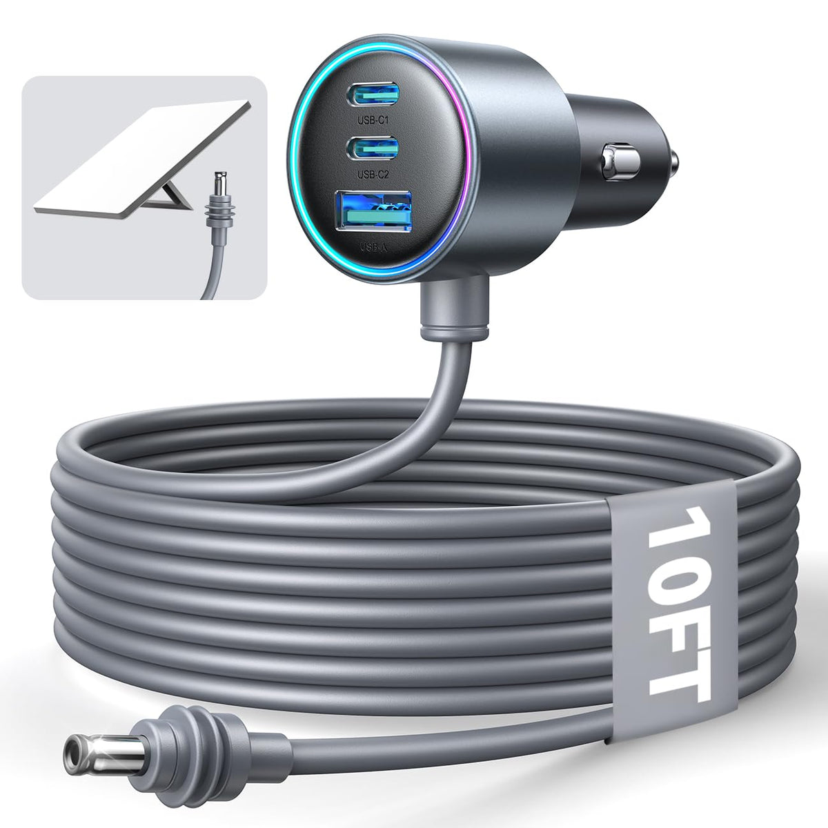 Starlink Mini Car Adapter, 10FT Starlink Mini Cable Car Charger, 12V-24V Cigarette Lighter Adapter [Stable Power Chip & 18AWG Waterproof Cable] Dual PD 45W + USB A 30W Ports for Cars, Trucks, RVs