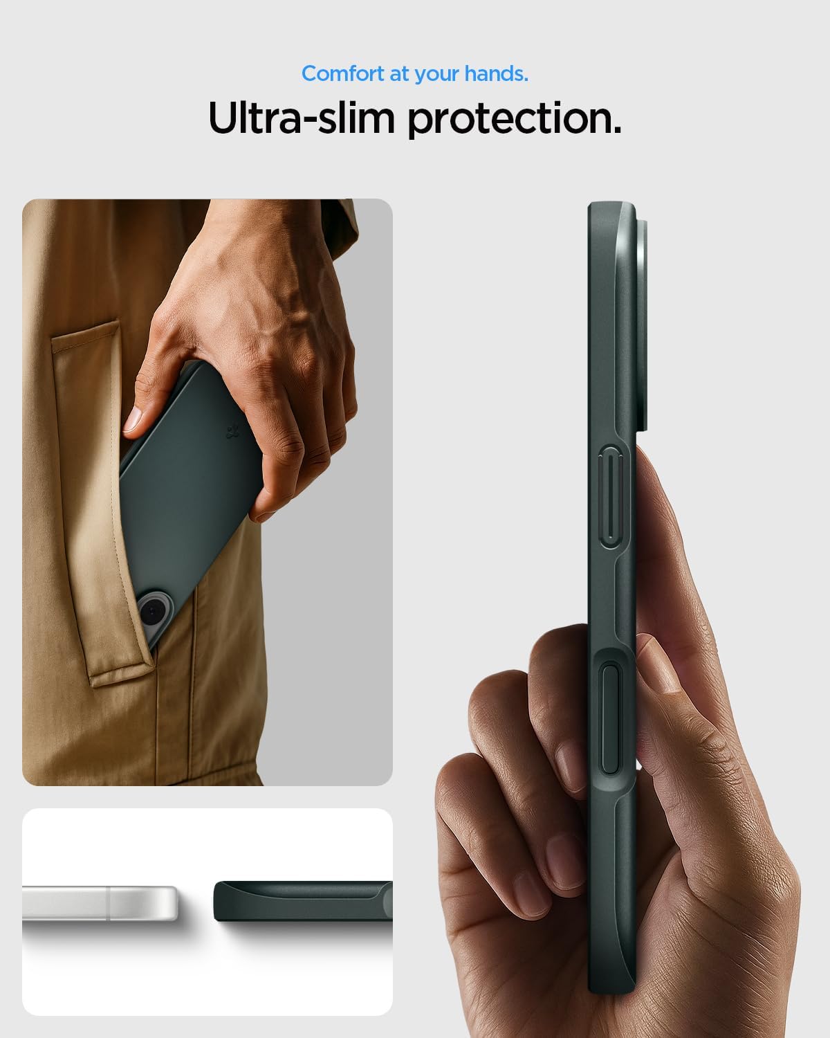 Spigen for iPhone 17 Case, Thin Fit MagFit [TPU Covered Camera Control] [Compatible with MagSafe] - Abyss Green