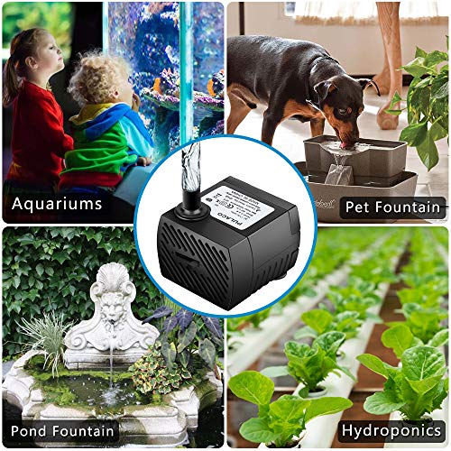 PULACO 95GPH 5W Mini Submersible Water Pump with 3.3 ft Tubing for Aquarium Fish Tank, Pond, Fountain, Hydroponics