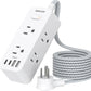 Power Strip Surge Protector, BESHON 5Ft Extension Cord, 6 Outlets with 4 USB Ports (2 USB C Outlet), 3-Side Outlet Extender, Wall Mount, Compact for Travel, Home, College Dorm Room and Office