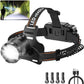 Super Bright Aluminum Headlamp, Rechargeable Headlamp High Lumen, 90° Adjustable Focus Head Lights for Forehead, Head Lamps LED Rechargeable, Waterproof Headlamps for Adults Camping Hard Hat