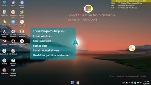 64GB - Bootable USB Drive 3.2 for Windows 11/10 / 8.1/7, Install/Recovery, No TPM Required, Included Network Drives (WiFi & LAN)