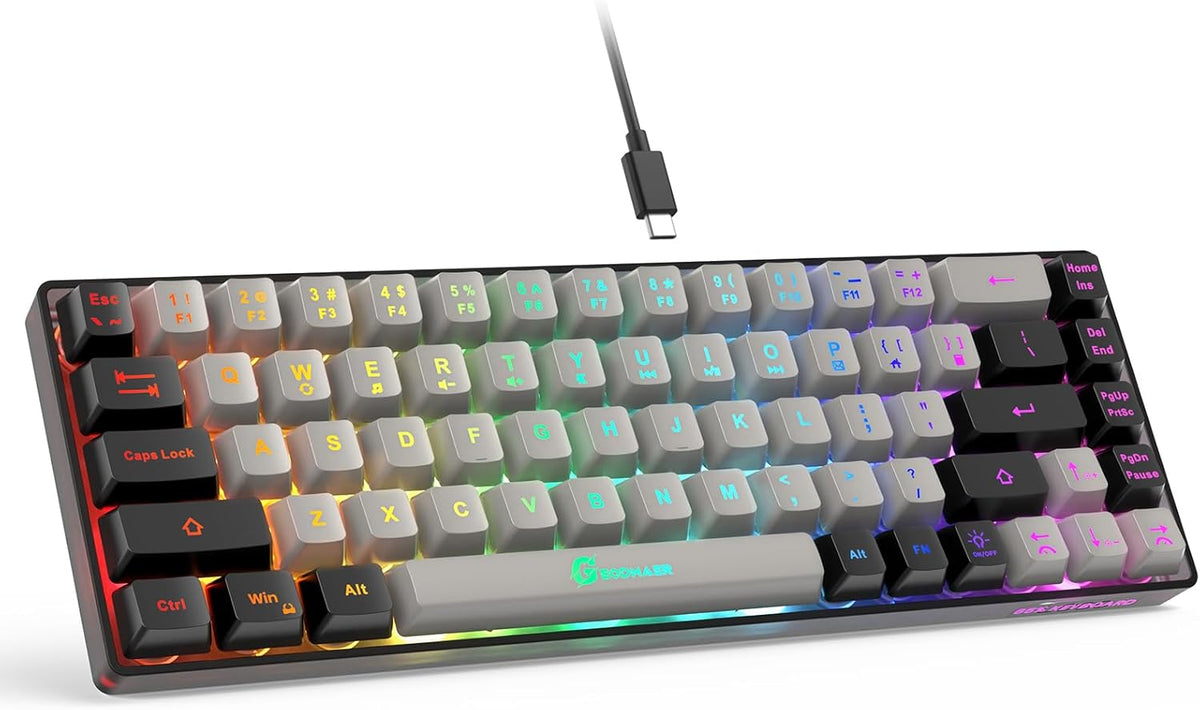 65% Gaming Keyboard, Wired Backlit Mini Keyboard, Ultra-Compact Anti-Ghosting No-Conflict 68 Keys Membrane Gaming Wired Keyboard