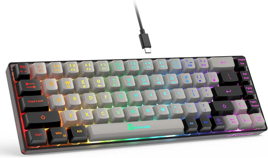 65% Gaming Keyboard, Wired Backlit Mini Keyboard, Ultra-Compact Anti-Ghosting No-Conflict 68 Keys Membrane Gaming Wired Keyboard