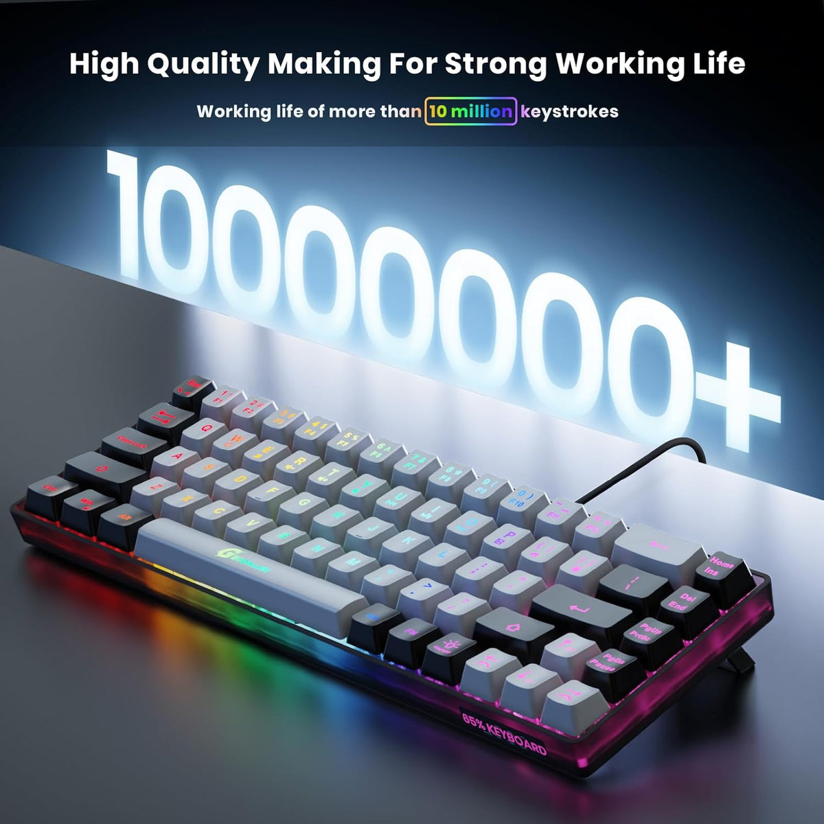 65% Gaming Keyboard, Wired Backlit Mini Keyboard, Ultra-Compact Anti-Ghosting No-Conflict 68 Keys Membrane Gaming Wired Keyboard
