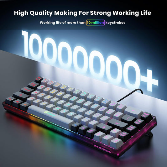 65% Gaming Keyboard, Wired Backlit Mini Keyboard, Ultra-Compact Anti-Ghosting No-Conflict 68 Keys Membrane Gaming Wired Keyboard